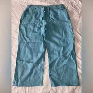 J. Jill Women’s 16 Light Blue 100% Linen Crop Pants LagenLook Minimalist New
